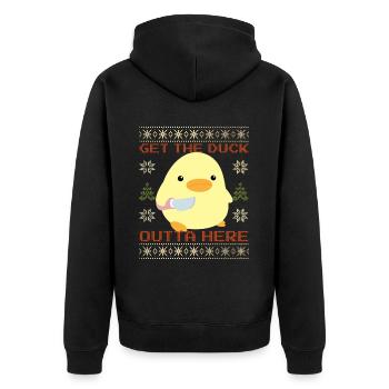 Duck with Knife Meme - Get the Duck Ugly Christmas - Unisex Premium Organic Zip Hoodie - black - Back - Nico (187cm)