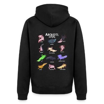 Verschiedene Kawaii Axolotltypen - Unisex Premium Bio Zip Hoodie - Schwarz - Hinten - Nico (187cm)