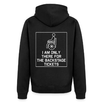 Amputation Überlebende Behinderten Rollstuhlkostüm - Unisex Premium Bio Zip Hoodie - Schwarz - Hinten - Nico (187cm)