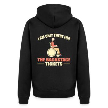 Amputation Überlebende Behinderten Rollstuhlkostüm - Unisex Premium Bio Zip Hoodie - Schwarz - Hinten - Nico (187cm)
