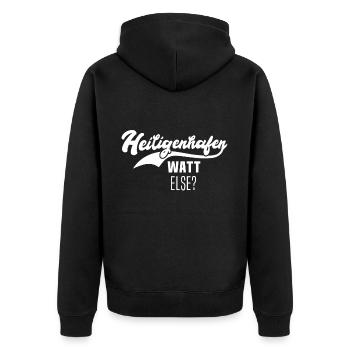 Heiligenhafen - Unisex Premium Bio Zip Hoodie - Schwarz - Hinten - Nico (187cm)