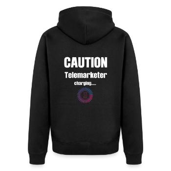 Attention teleseller fees - Unisex Premium Organic Zip Hoodie - black - Back - Nico (187cm)