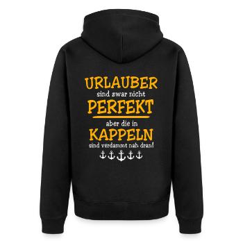 Kappeln Urlaub - Unisex Premium Bio Zip Hoodie - Schwarz - Hinten - Nico (187cm)