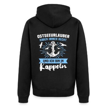Kappeln Ferien - Unisex Premium Bio Zip Hoodie - Schwarz - Hinten - Nico (187cm)