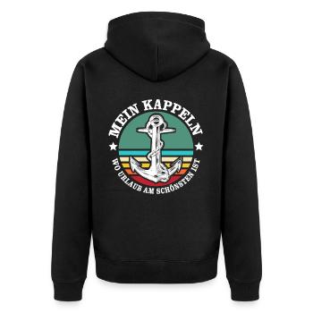 Kappeln Urlaub - Unisex Premium Bio Zip Hoodie - Schwarz - Hinten - Nico (187cm)