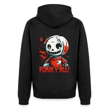Funked you all! Horror doll fed up - Unisex Premium Organic Zip Hoodie - black - Back - Nico (187cm)