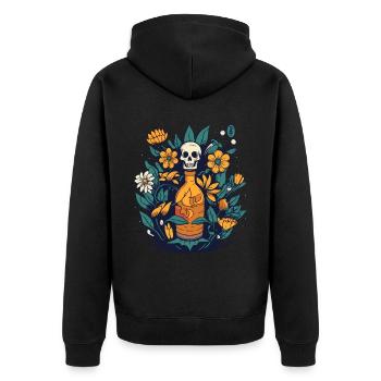 Die Essenz des Lebens sind Pflanzen - Unisex Premium Bio Zip Hoodie - Schwarz - Hinten - Nico (187cm)
