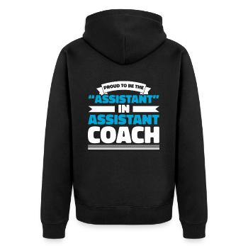 Assistant Coach Sport Trainer Team Coaching - Unisex Premium Bio Zip Hoodie - Schwarz - Hinten - Nico (187cm)