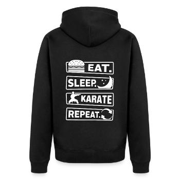 Eat Sleep Karate Repeat - Unisex Premium Organic Zip Hoodie - black - Back - Nico (187cm)