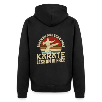 Touch me et votre premier cours de karaté est gratuit - Veste à capuche bio Premium Unisexe - noir - Dos - Nico (187cm)