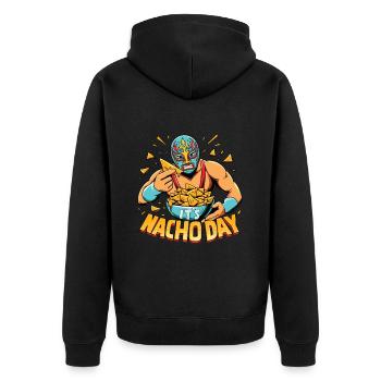 Mexikanischer Wrestling-ringer Lucha Libre Nacho - Unisex Premium Bio Zip Hoodie - Schwarz - Hinten - Nico (187cm)