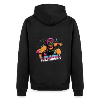 Mexikanischer Wrestling Wrestler Lucha Libre Maske - Unisex Premium Bio Zip Hoodie - Schwarz - Hinten - Nico (187cm)