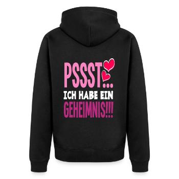 Geheimnis Ich werde große Schwester Schwanger - Unisex Premium Bio Zip Hoodie - Schwarz - Hinten - Nico (187cm)