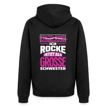 Ich Rocke Als große Schwester Schwanger Nachwuchs - Unisex Premium Bio Zip Hoodie - Schwarz - Hinten - Nico (187cm)