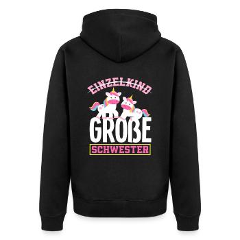 Kein Einzelkind Ich werde große Schwester - Unisex Premium Bio Zip Hoodie - Schwarz - Hinten - Nico (187cm)
