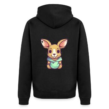 Süßer Anime -Stil Kangaroo Kawaii - Unisex Premium Bio Zip Hoodie - Schwarz - Hinten - Nico (187cm)