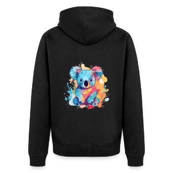 Süßer Anime -Stil Koala Kawaii - Unisex Premium Bio Zip Hoodie - Schwarz - Hinten - Nico (187cm)