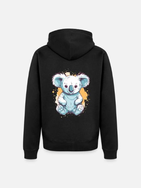 Cute Anime Style Koala Kawaii - Unisex Premium Organic Zip Hoodie - black