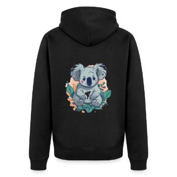 Süßer Anime -Stil Koala Kawaii - Unisex Premium Bio Zip Hoodie - Schwarz - Hinten - Nico (187cm)