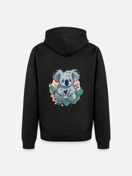 Cute Anime Style Koala Kawaii - Unisex Premium Organic Zip Hoodie - black