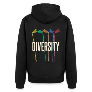 Golf Club Diversity Golf Course - Unisex Premium Bio Zip Hoodie - Schwarz - Hinten - Nico (187cm)