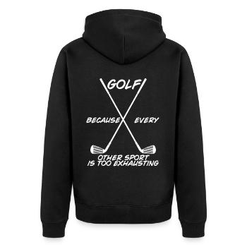 Terrain de golf du club de golf - Veste à capuche bio Premium Unisexe - noir - Dos - Nico (187cm)