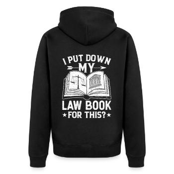 Lustiger Jurastudent Jurastudium - Unisex Premium Bio Zip Hoodie - Schwarz - Hinten - Nico (187cm)