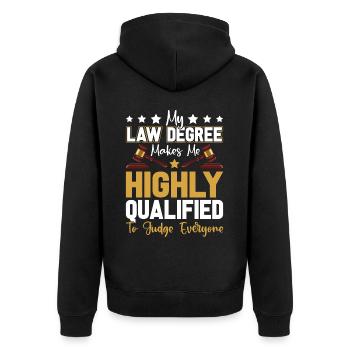 Lustiger Jurastudent - Unisex Premium Bio Zip Hoodie - Schwarz - Hinten - Nico (187cm)