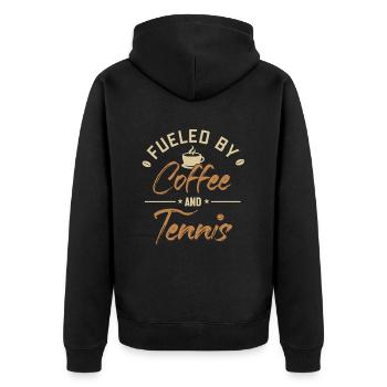 Fueled by Coffee and Tennis Tennis Rackets Tennis - Unisex Premium Organic Zip Hoodie - black - Back - Nico (187cm)