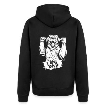 Australian Shepherd I Love Dad - Unisex Premium Bio Zip Hoodie - Schwarz - Hinten - Nico (187cm)