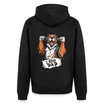 Australian Shepherd I Love Dad - Unisex Premium Bio Zip Hoodie - Schwarz - Hinten - Nico (187cm)