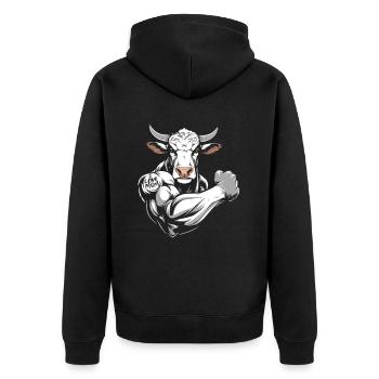 Cow Farmer Livestock Biceps Tattoo I Love Mom - Unisex Premium Organic Zip Hoodie - black - Back - Nico (187cm)