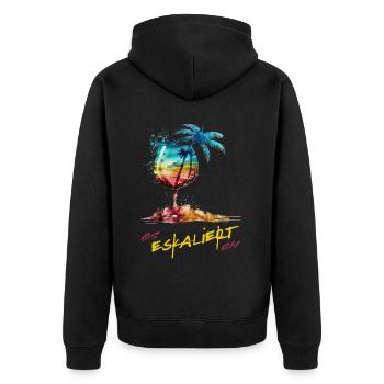 Costume de fête « It Escalates Anyway » pour une soirée entre filles - Veste à capuche bio Premium Unisexe - noir - Dos - Nico (187cm)