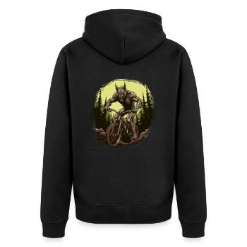 MTB Mountainbike Fahrrad BMX El-Chupacabra - Unisex Premium Bio Zip Hoodie - Schwarz - Hinten - Nico (187cm)
