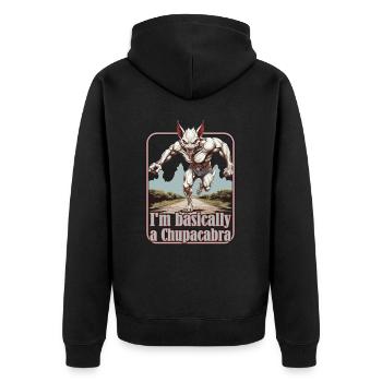 Cryptozoologists, marathon runners, running - Unisex Premium Organic Zip Hoodie - black - Back - Nico (187cm)