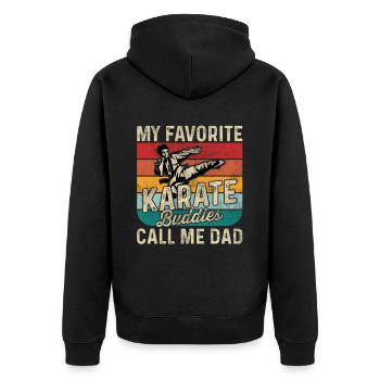 Meine liebsten Karate-Kumpels nennen mich Papa - Unisex Premium Bio Zip Hoodie - Schwarz - Hinten - Nico (187cm)
