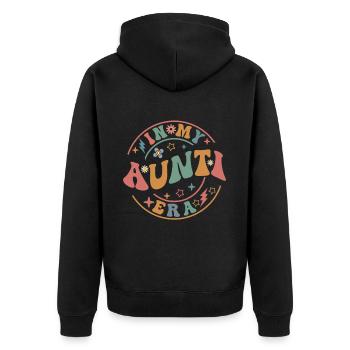 Aunt Retro Groovy Baby Announcement Aunt - Unisex Premium Organic Zip Hoodie - black - Back - Nico (187cm)