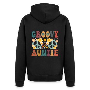 Aunt Retro Groovy Baby Announcement Aunt - Unisex Premium Organic Zip Hoodie - black - Back - Nico (187cm)