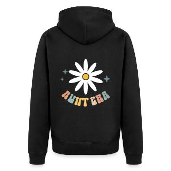 Aunt Retro Groovy Baby Announcement Aunt - Unisex Premium Organic Zip Hoodie - black - Back - Nico (187cm)