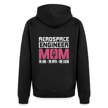 Aerospace Engineer Mom The Idol The Myth Aviation - Unisex Premium Organic Zip Hoodie - black - Back - Nico (187cm)
