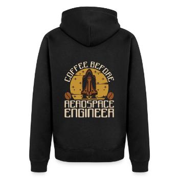 Aerospace Engineer Coffee Aircraft Coffee Lover - Unisex Premium Bio Zip Hoodie - Schwarz - Hinten - Nico (187cm)