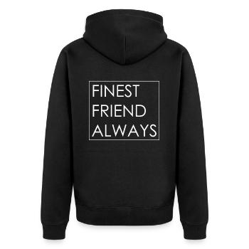 Finest Friend Always Minimalist Lover Quotes - Unisex Premium Bio Zip Hoodie - Schwarz - Hinten - Nico (187cm)