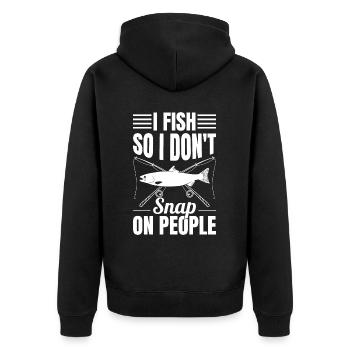 I Fish So I Don't Snap on People Funny Fishing - Unisex Premium Bio Zip Hoodie - Schwarz - Hinten - Nico (187cm)