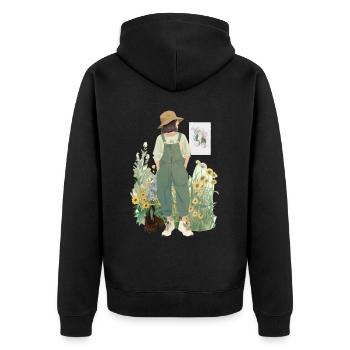 Cottagecore Lifestyle Countryside Naturecore Aesth - Unisex Premium Bio Zip Hoodie - Schwarz - Hinten - Nico (187cm)