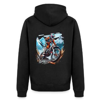 Motocross avec un décor de montagnes - Veste à capuche bio Premium Unisexe - noir - Dos - Nico (187cm)