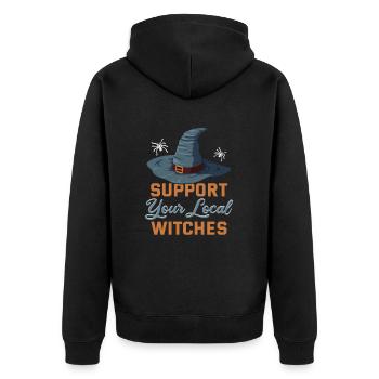 Magische Dunkle Kunst Okkulte Hexen Designs - Unisex Premium Bio Zip Hoodie - Schwarz - Hinten - Nico (187cm)