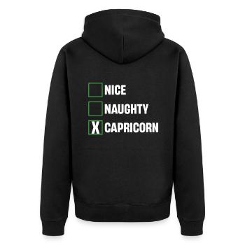 Cute Naughty Capricorn Funny Horoscopes - Unisex Premium Organic Zip Hoodie - black - Back - Nico (187cm)