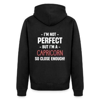 I'm not perfect, but I'm a - Unisex Premium Organic Zip Hoodie - black - Back - Nico (187cm)
