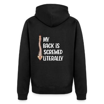 J’ai le dos littéralement foutu - Veste à capuche bio Premium Unisexe - noir - Dos - Nico (187cm)