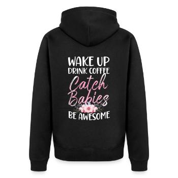 LD Labour And Delivery Nurse - Unisex Premium Organic Zip Hoodie - black - Back - Nico (187cm)